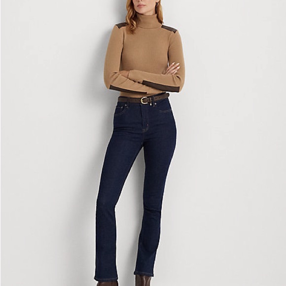 Lauren Ralph Lauren Faux Leather Trim Knit Turtleneck size XXL New with tags - Picture 4 of 6